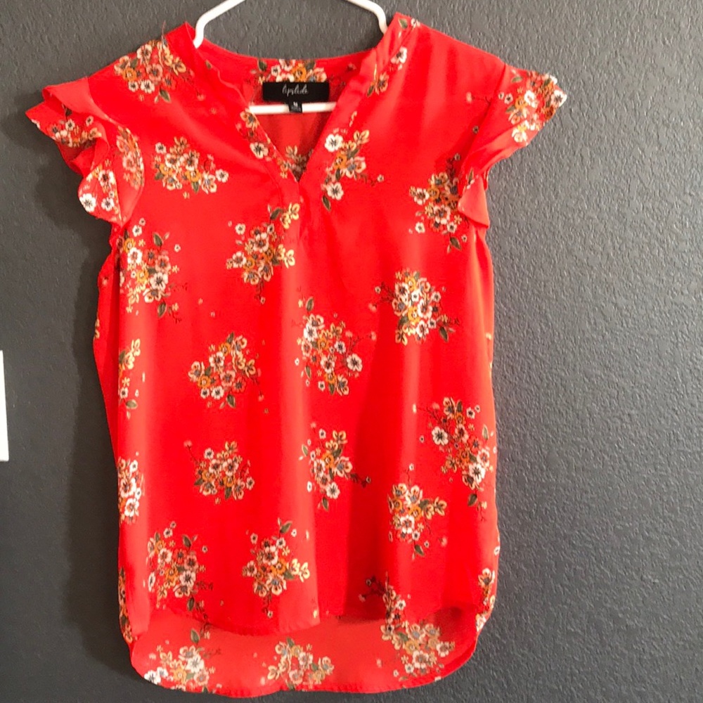 Red orange floral top